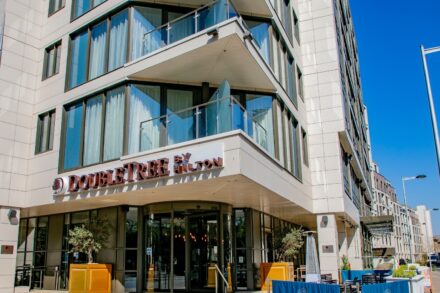 image of the outside of Doubletree Hilton in Kingston
