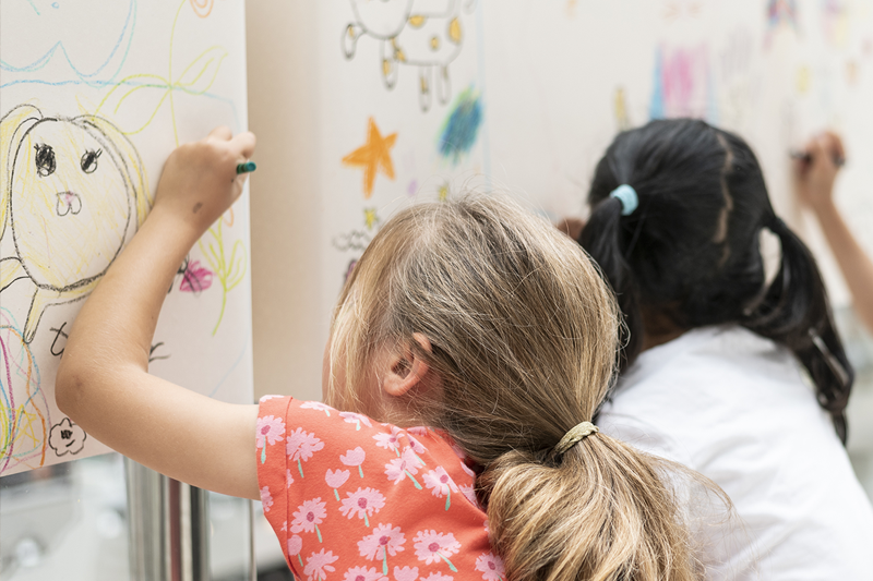 Children doodling in John Lewis